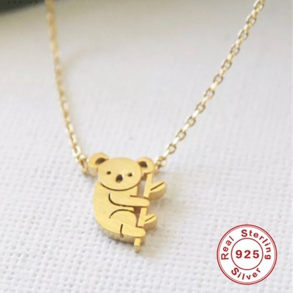 Koala Bear Charm Gold Plated S925 Silver Necklace - Picture 2 of 6